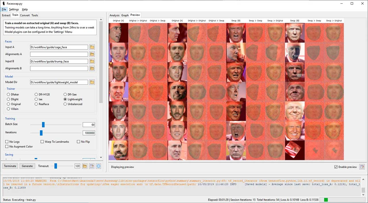 换脸|Faceswap:模型训练,手把手教学[疯语咒AI]