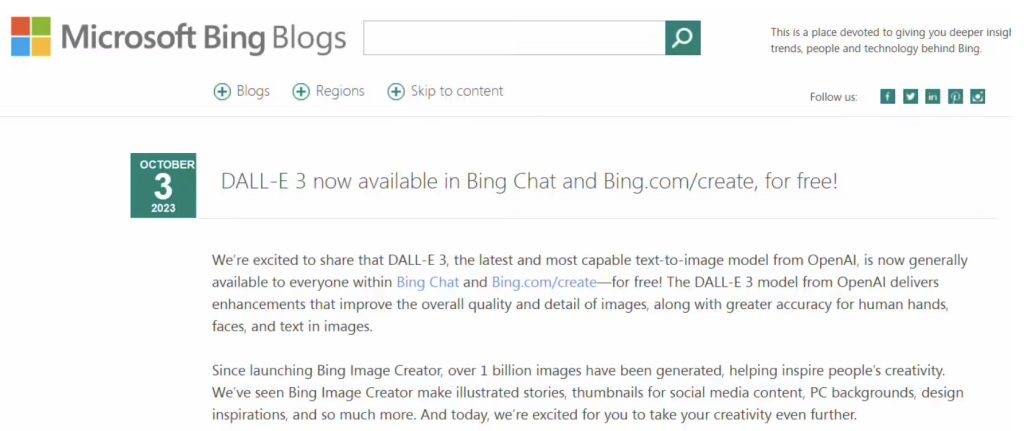 AI消息|微软,Bing Chat:宣布免费提供DALL-E 3[疯语咒AI]