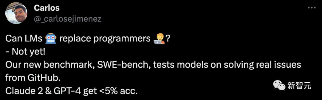 大模型无法替代程序员，惊人发现：GPT-4解决GitHub编程问题成功率为0